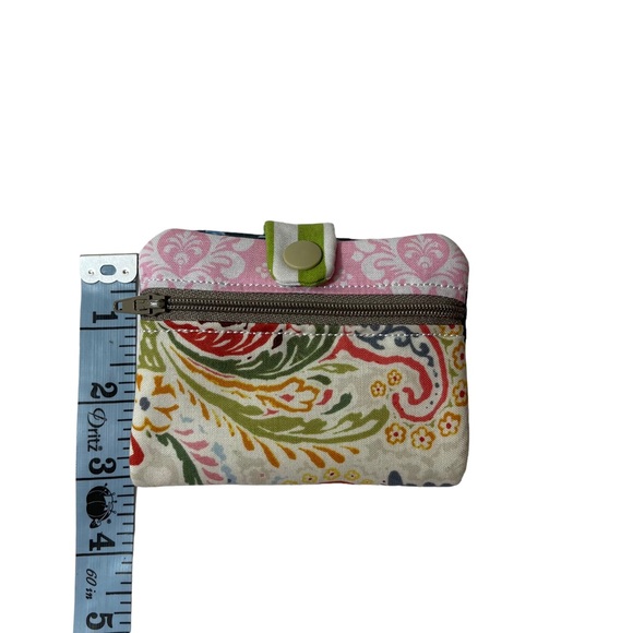 Small floral fabric wallet handmade snap and zip with fully lined pocket - Picture 4 of 6